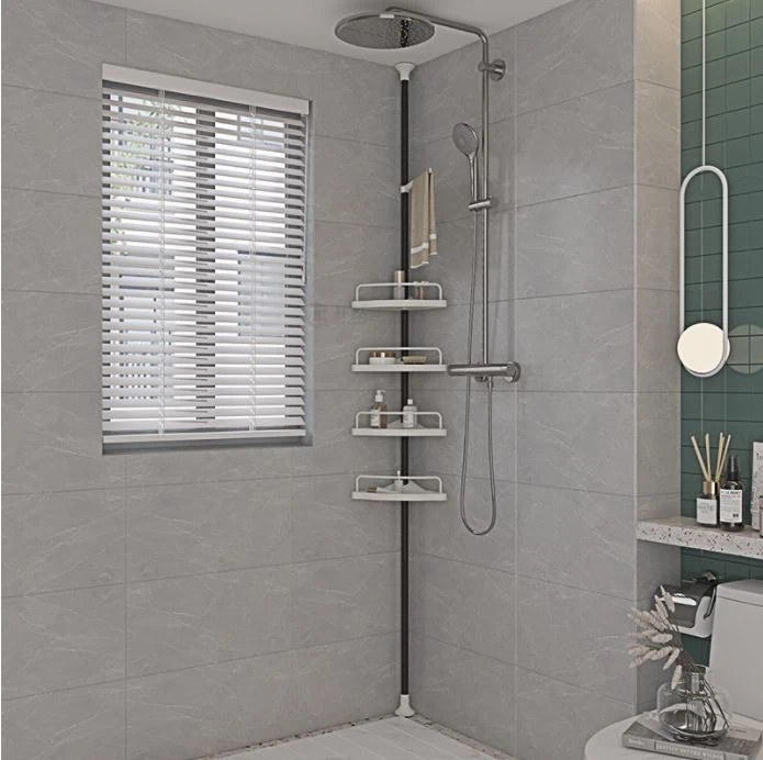 Black Floor Standing Bathroom Corner Shelf